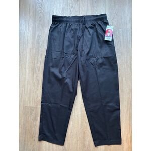 Chef Works Baggy Chef Pants Mens 2XL Black Elastic Waist Drawstring NBBP NWT